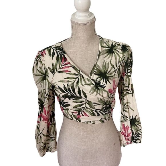 Gal Meets glam Stevie Palm Print Top 6 - Picture 1 of 5